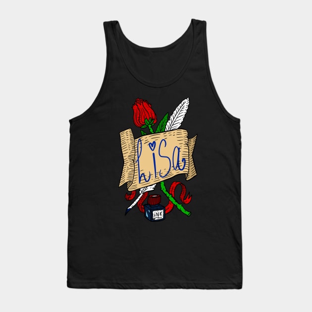 lisa, personalized name artwork. roses and writing. Tank Top by JJadx